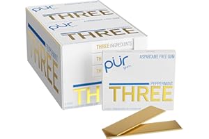 PUR THREE | Aspartame Free Chewing Gum | 100% Xylitol | Sugar Free, Vegan, Gluten Free & Keto Friendly | Natural Peppermint Flavored Gum, 12 Pieces (Pack of 10)