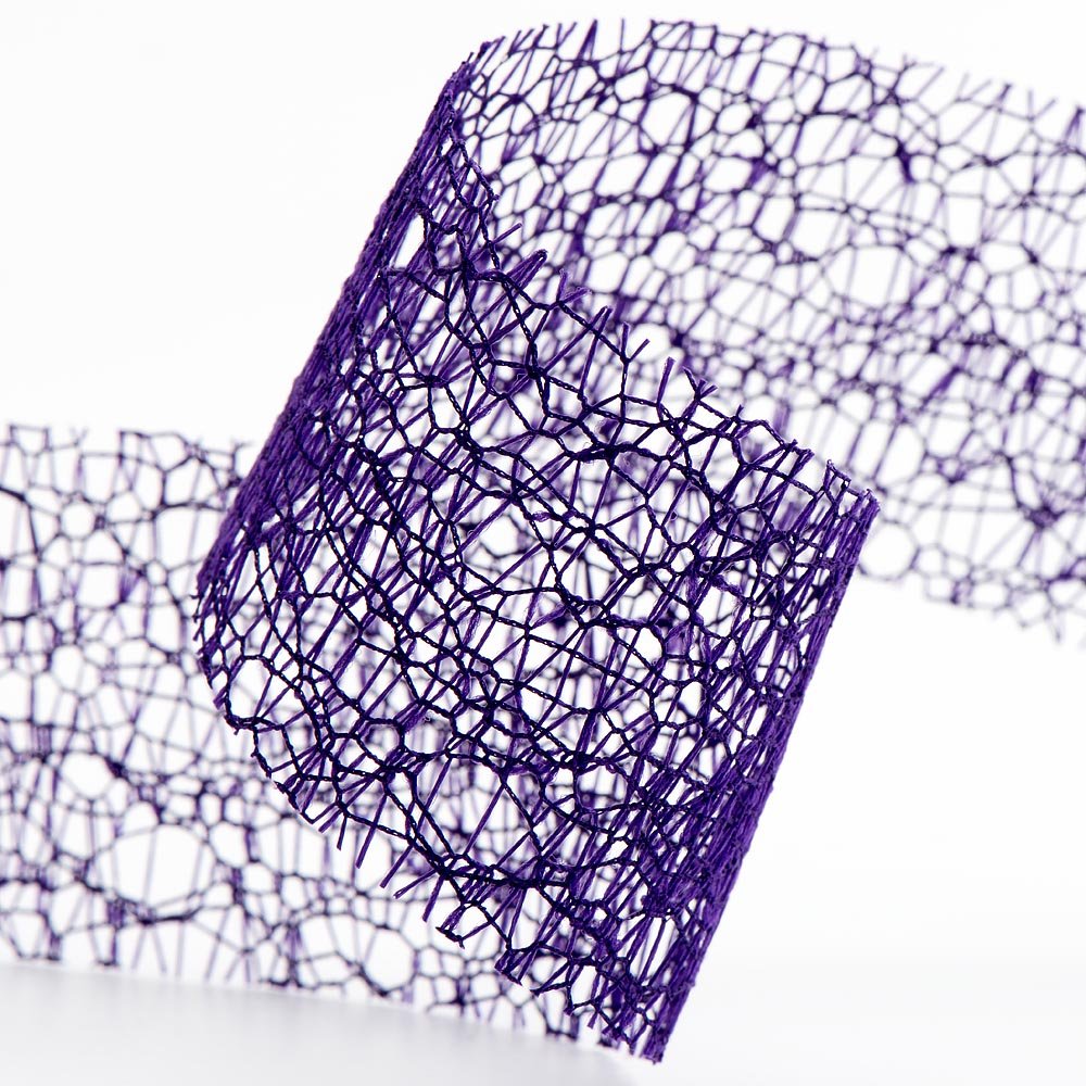 Italian Options Deco Web Mesh Ribbon 38mm x 20 Metres - Purple โ image 1