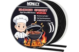 Smoker Gasket Seals, 1/2" x 1/8" 15 ft High Temp Grill Gasket Replacement Self Stick Felt, High Heat BBQ Gasket Tape for Smokers BBQ Lid Black by Nonley