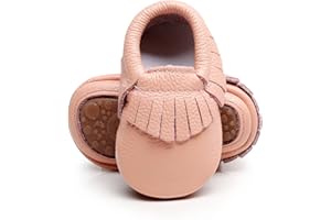 HONGTEYA Leather Baby Moccasins Hard Soled Tassel Crib Toddler Shoes for Boys and Girls…