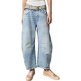 YUCACIILA Barrel Jeans for Women Mid Rise Wide Leg Baggy Boyfriend Ankle Denim Pants
