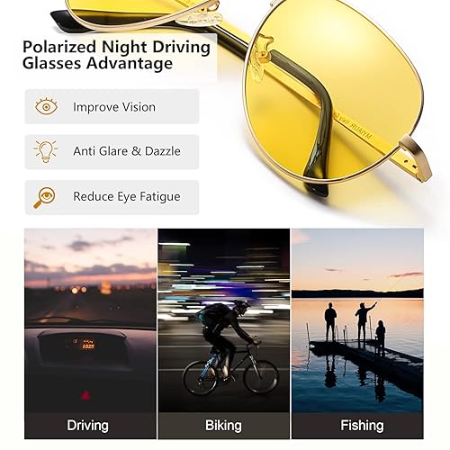 Myiaur Night Vision Glasses, Aviator Night Driving Glasses for