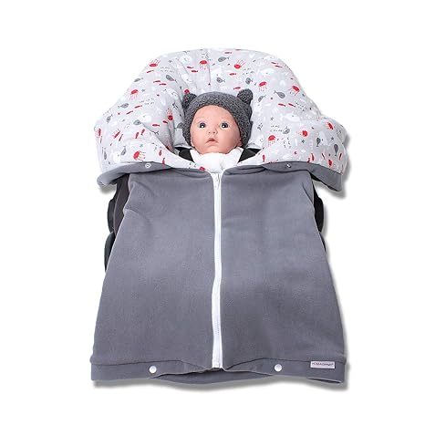 Autositzdecke, Babyschalendecke, Baby Fußsack, Kindersitzdecke, Buggy Decke von HOBEA-Germany im Design: grau mit Meerestiere