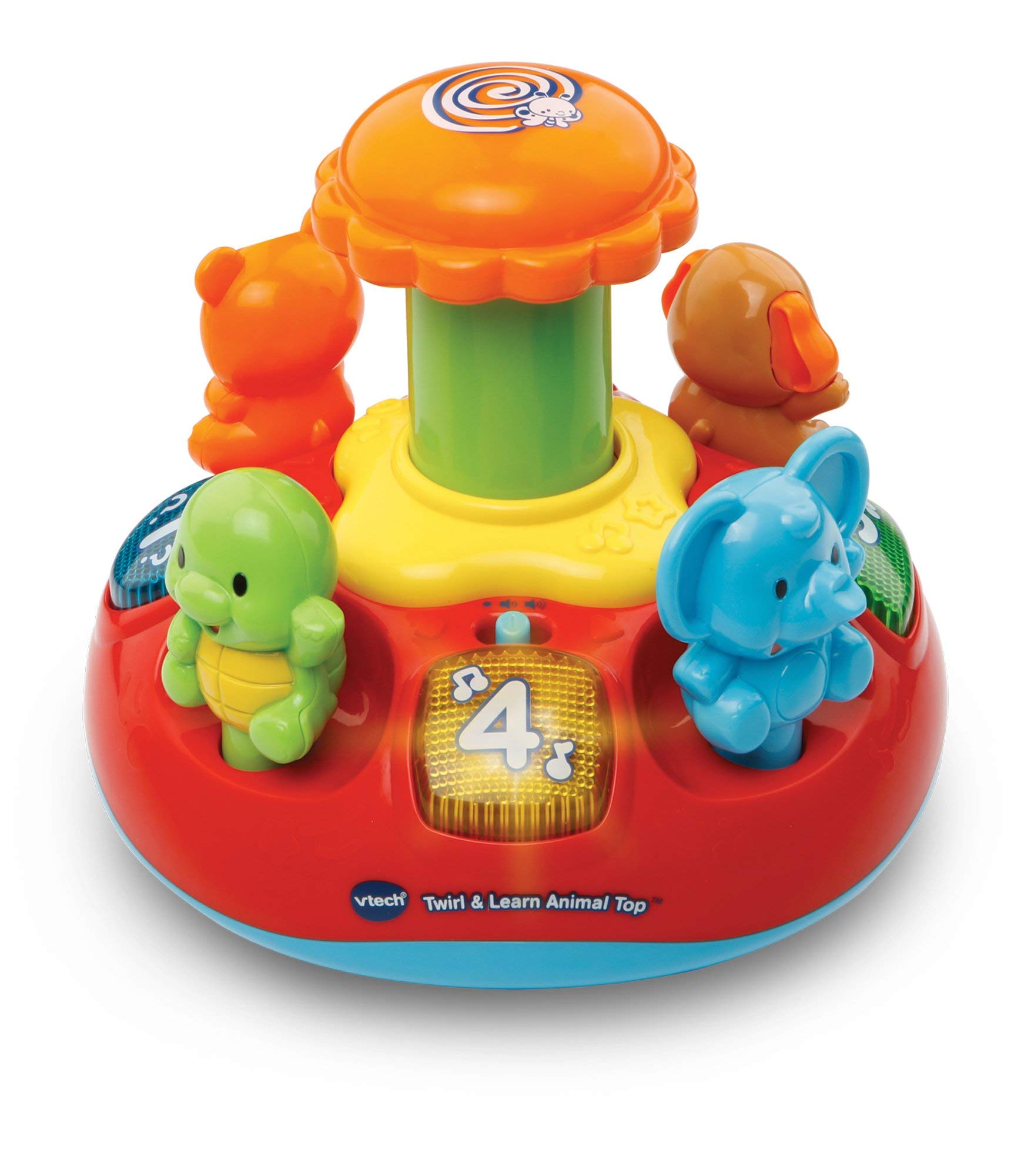 VTech Push & Play Spinning Top | Music, Lights, Animals, Shapes and Colours | Great for Motor Skill, Tactile Stimulation, Language Development & Suitable for Ages 6 Months +
