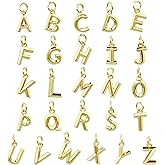 BETITETO 26pcs 18K Gold Plated Brass Letters Charms A-Z Alphabet Beads Pendants for Making Jewelry Bracelets Necklace Gift DIY Craft