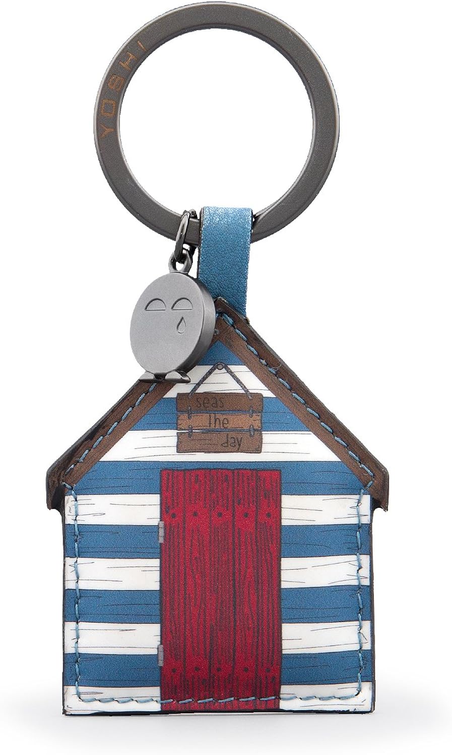 Yoshi Lazy Daze Leather Keyring, Blue, Dim:s: W4.8cm x H10cm x D0.2cm (including Fitting)