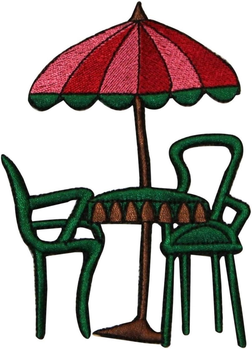 Amazon Com Id 1293z Patio Table With Umbrella Patch Cafe Dine Embroidered Iron On Applique Arts Crafts Sewing
