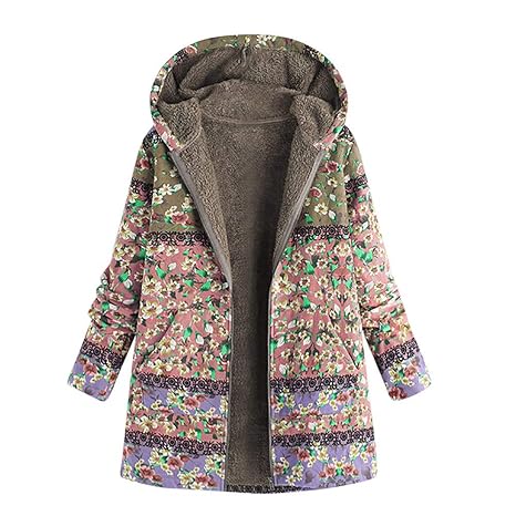 TianWlio Jacken Parka Mäntel Herbst Winter Warme Jacken Strickjacken Damen Mäntel Reißverschluss Mantel Plusgröße Mit Kapuze 