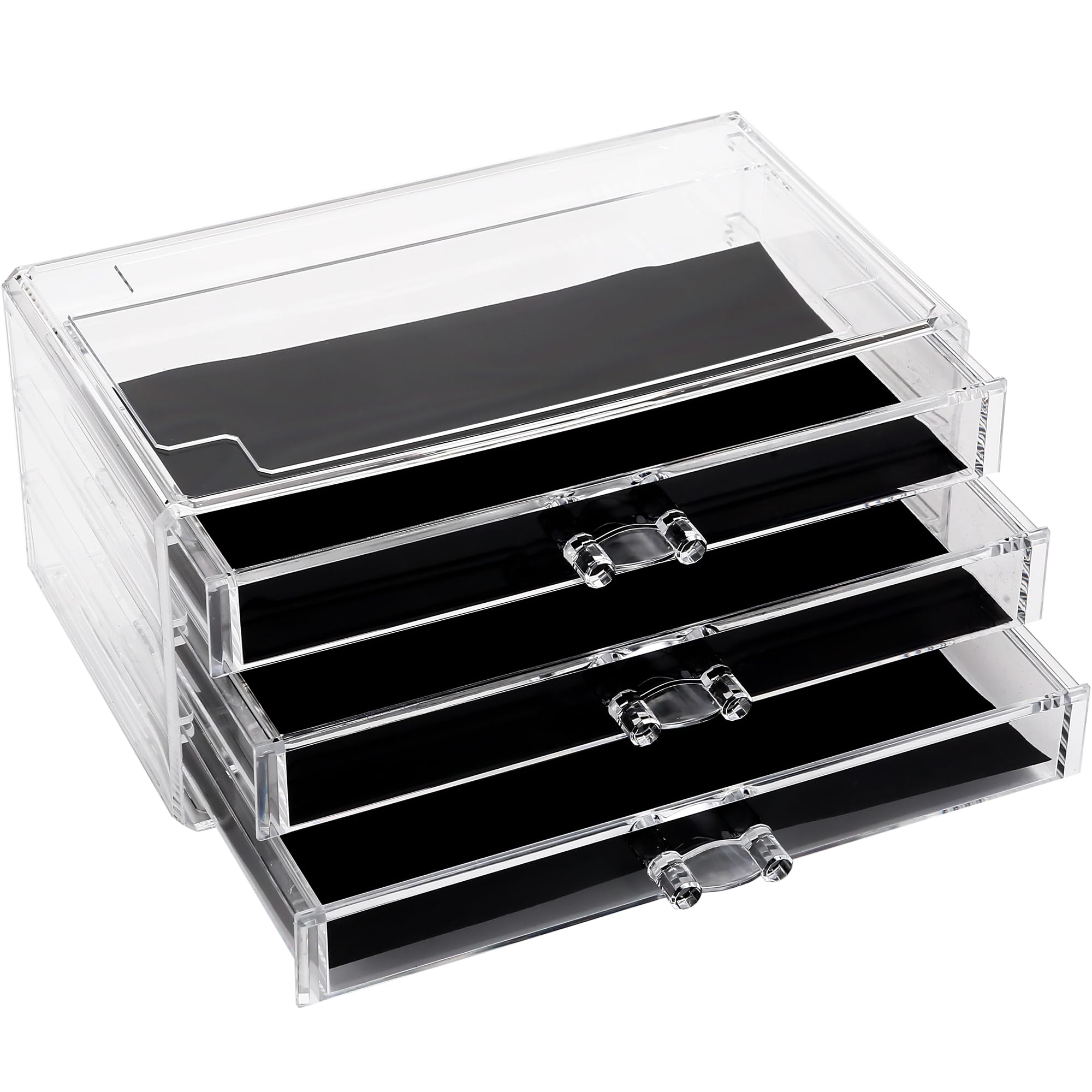 Photo 1 of Sea Team Clear Makeup Organizer with Drawers, Acrylic Plastic Cosmetic Display Case, Jewelry Storage Box, Holder for Dresser, Bathroom, Vanity, Countertop (3 Middle Drawers)