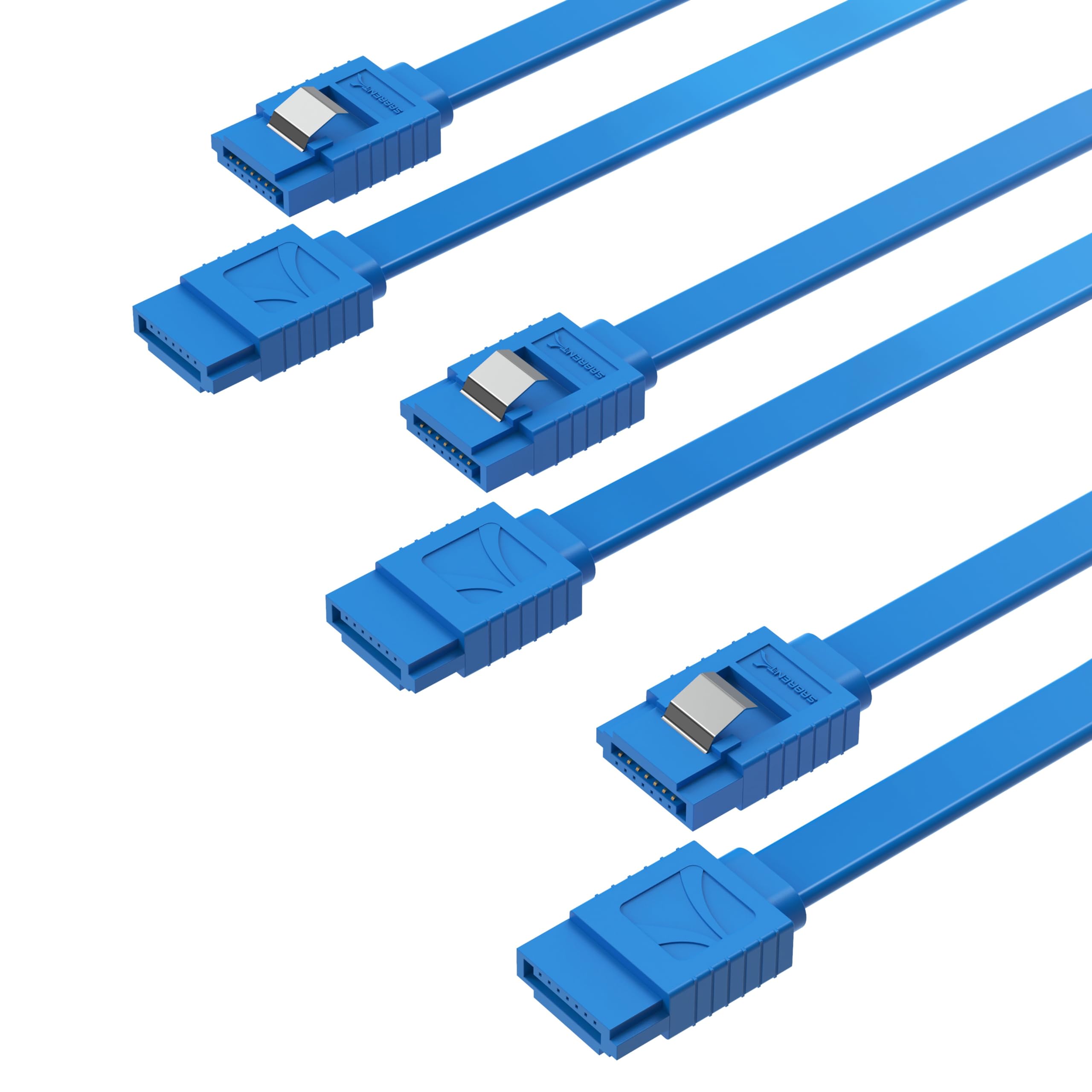 SABRENT 6Gbps SATA III Cable (3 Pack), 50 cm, Blue with Locking Latch for HDD/SSD, SATA I & II