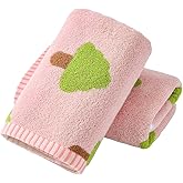 YiLUOMO Pink Hand Towel Set of 2 Super Soft 100% Cotton Spring Green Tree Pattern Quick Dry Highly Absorbent Bathroom Hand Towels 13 x 29 Inch