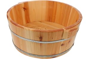 TIKODIDA Wooden Foot Bath Barrel 36Cm Diameter Deep Soaking Tub for Stress Relief and Circulation Improvement