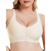 Uroagous Womens Front Closure Bras for Women Seamless No Underwire Mesh Neck Bralettes Supportive Wireless Mastectomy Bra