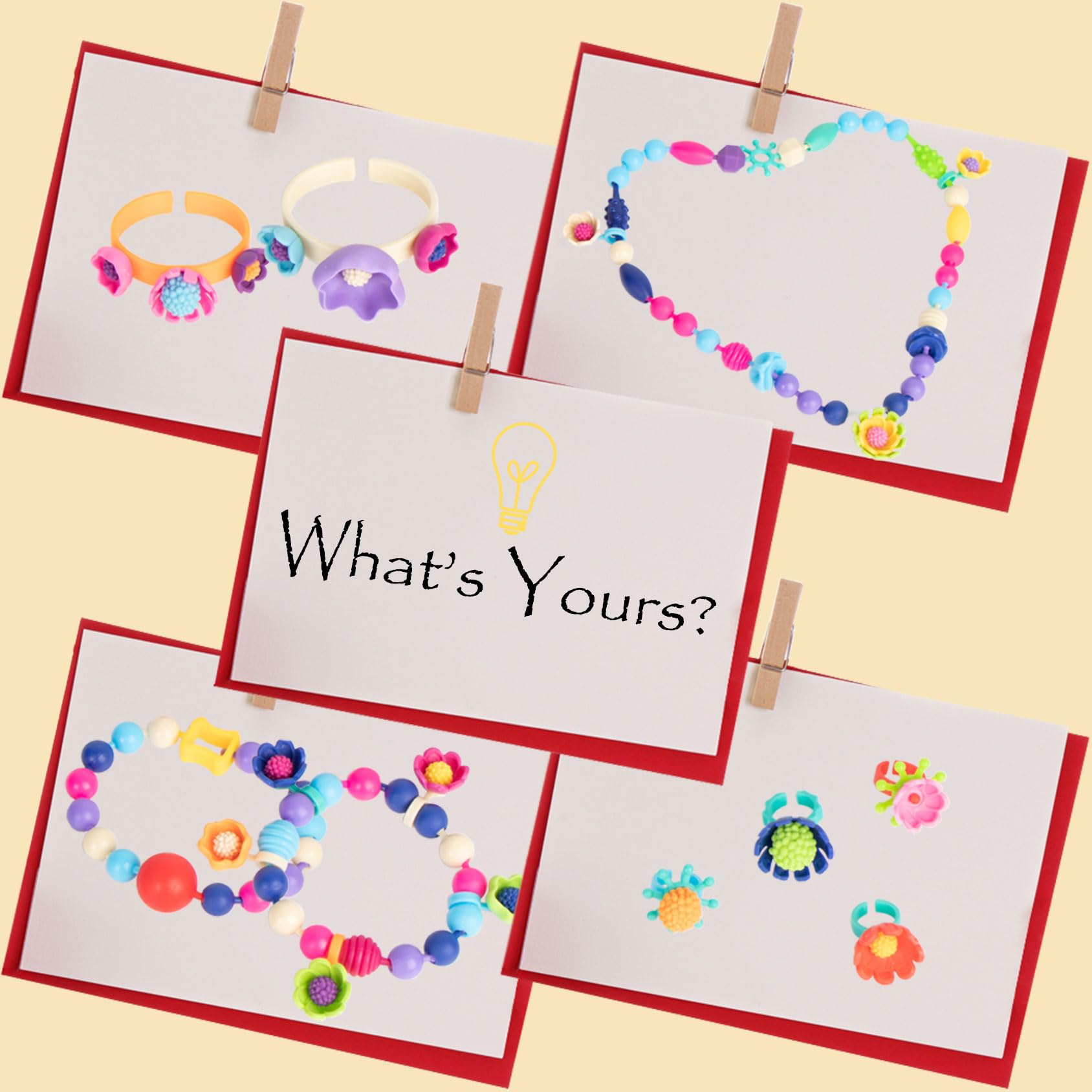 BIRANCO. Pop Beads, Jewelry Making Kit - Arts and Crafts for Girls 3-7 Years Old, Snap Beads Toys - Necklace, Bracelet, Ring Creative DIY Set - 520 pcs