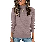 LOMON Women's Casual Turtleneck Sweaters Cable Knit Fall Long Sleeve Slim Fit Pullover Tops