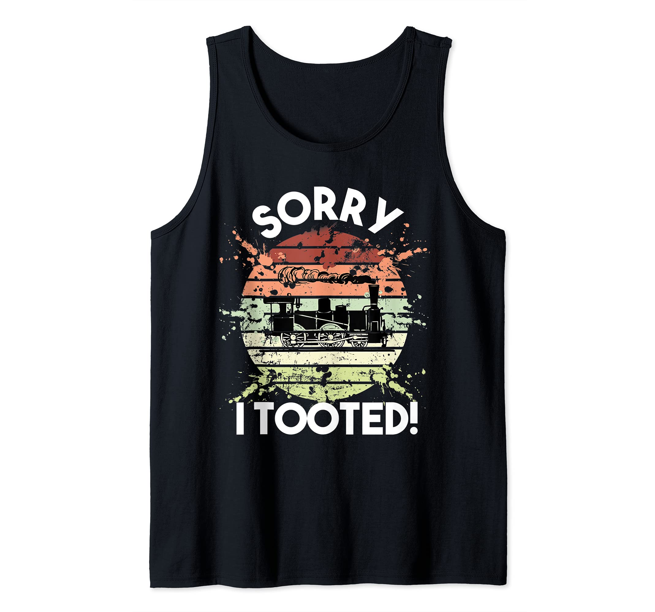 Sorry I Tooted Cool Retro Sunset Model Railroad Enthusiast Tank Top
