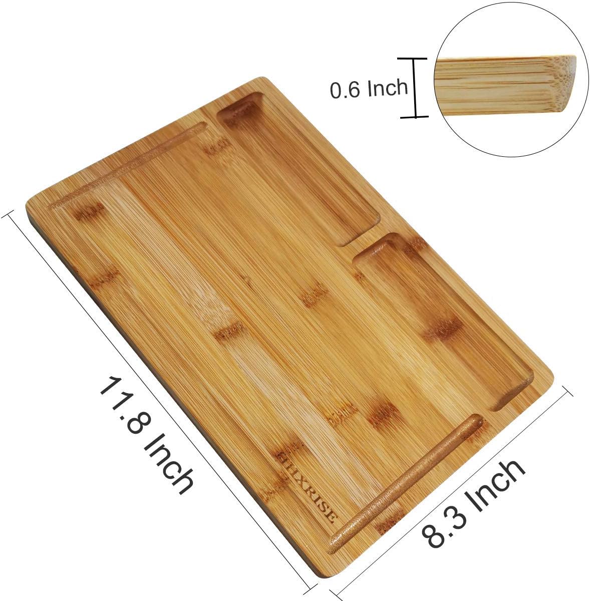 HHXRISE Organic Bamboo Cutting Board For Kitchen With Tray, With 2