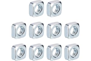 uxcell 1/4"-20x6 Square Nuts, Carbon Steel Zinc Plated Coarse Thread Square Nuts Fasteners for Professional Engineering and H
