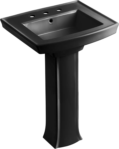 Kohler K 2359 8 7 Archer Pedestal Bathroom Sink With 8 Centers Black Black Pedestal Sinks Amazon Com