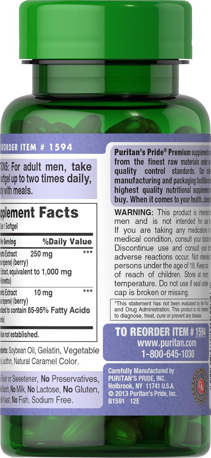 Puritans Pride Saw Palmetto 1000 Mg, 90 Count: Health & Personal Care