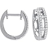Sterling Silver Womens Cubic Zirconia Huggie Hoop Earrings