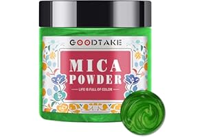 GOODTAKE Grass Green Mica Powder | Pure Natural | Epoxy Resin Color Pigment | Non-Toxic | Mica Powder for resin, Soap Making,