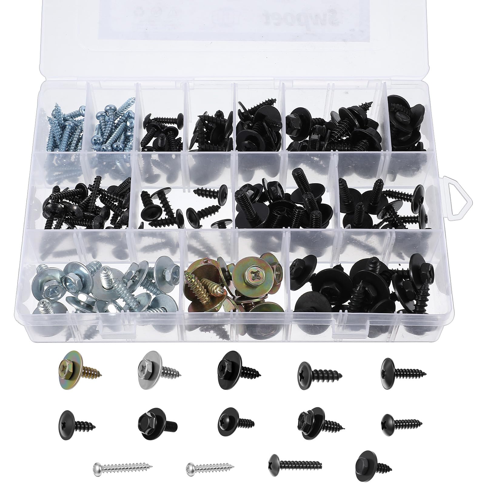 Photo 1 of 160Pcs Metal Car Screw, Body Bumper Hood Retainer Clips with Phillips Round Head Self Tapping Screw Assortment Kit, Fender Liner, Bolts, Splash Shield Bumper Cover for Most Cars 14 Sizes