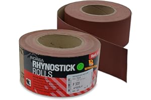 Indasa 2.75" PSA Sandpaper Roll - 27 Yard Rhynostick 600-Grit Long Continuous Roll, Self-Adhesive Stickyback Sand Paper for Woodworking, Automotive, Metal (Aluminum Oxide Plus Lubricant)