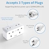 Mscien 4 Outlet USB Plug Adaptor UK 13A 3 USB Ports Dual 2 Pin Bottom Socket view 5