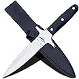 prime damascus Full Tang Dagger Knife with Leather Sheath- Double Edge Knife for Outdoor Work- Best Handmade Gift