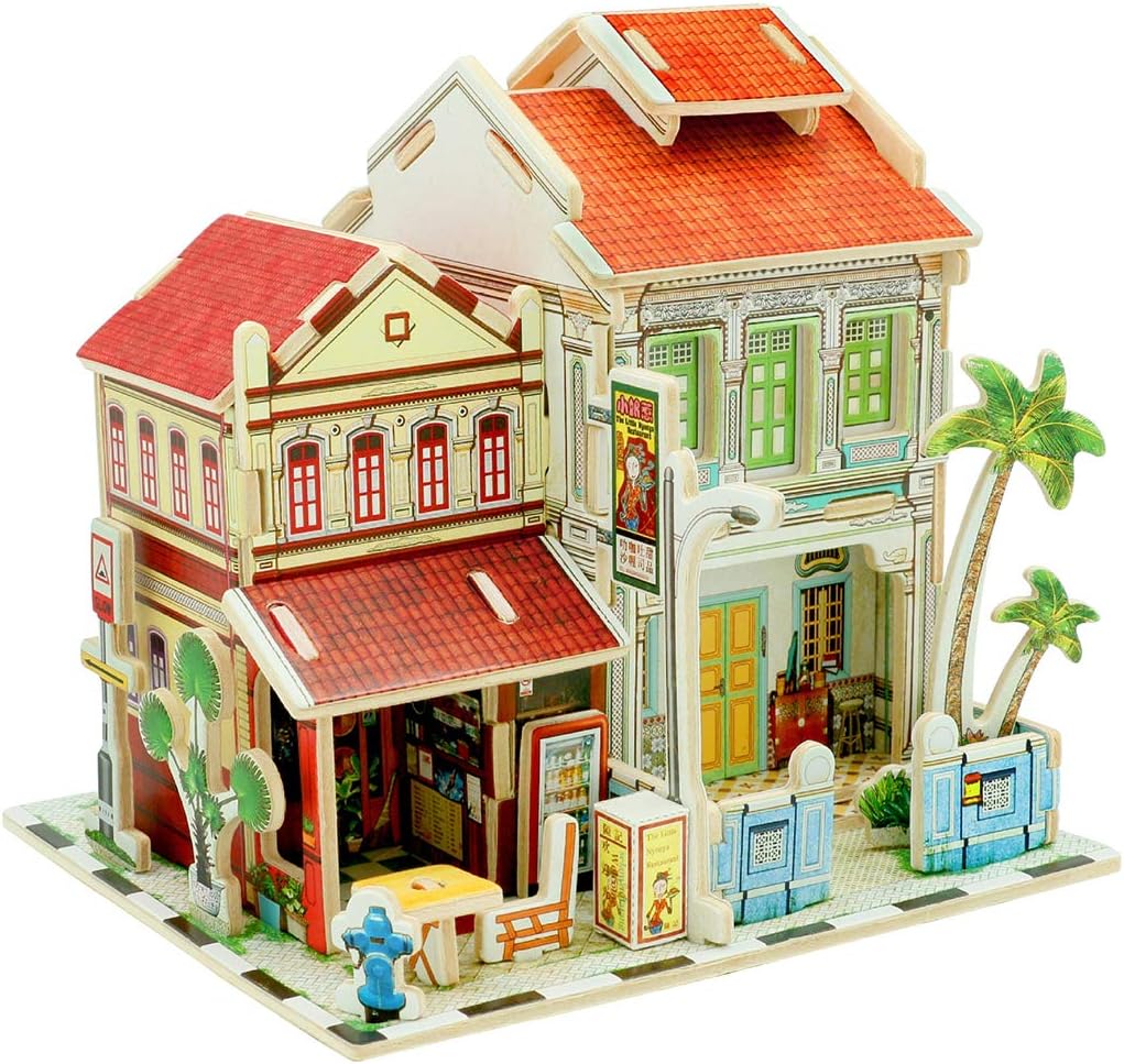 Yamix 3D Wooden Puzzle DIY 3D Puzzle House Model World Architectural House Building Kit Jigsaw Puzzles Gifts for Boys…