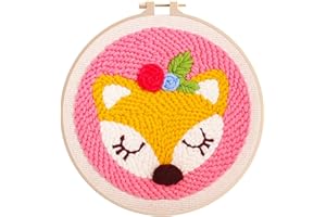 ZWZRAFT Cute Punch Needle Kit for Adults Begginers - Punch Needle Starter Kit with Printed Pattern, 8-inch Punch Needle Frame, Tools and Yarns