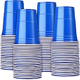 Mimorou Blue 200 Pack 16 oz Plastic Cups Bulk, Disposable Party Plastic Cup for St Patricks Mardi Gras Wedding Stackable Beverage Drinking Tumbler Heavy Duty for BBQ Birthday Baby Shower Graduation