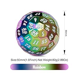 DNDND Rainbow D100 Metal Dice 50mm Single 100 Sided