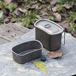COOK'N'ESCAPE 750ML+400ML Titanium Canteen Mess Kit