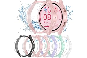 HAANILKYI [6+6Pack for Samsung Galaxy Watch FE/5/4 Screen Protector Case 40mm, Anti-Fog Tempered Glass and Waterproof Hard PC Bumper Cover for Galaxy Watch FE 5 4 40mm
