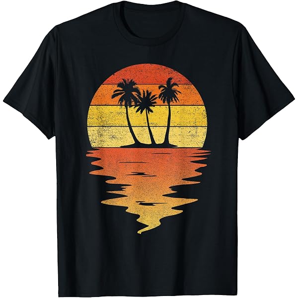 Amazon.com: 80s Sunset Vintage & Retro Palm Tree/Orange Gradient T
