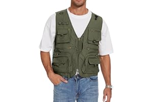 PEHMEA Men's Fishing Vest Utility Detachable Summer Vests with Pockets for Safari Travel Outdoor Work Photo Cargo Fly
