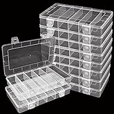 LDXDRU 10 Pack 6 Grids Tackle Box Organizer, Plastic Organizer Box, Clear Organizer Box with Dividers, Plastic Compartment Storage Box for Craft, Beads, Jewelry, Bait, Small Part