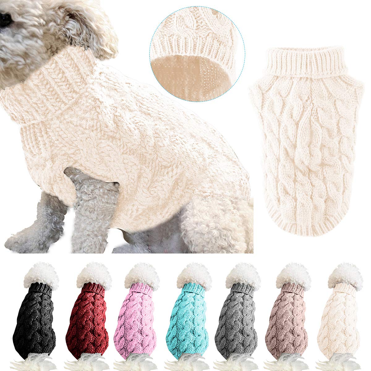 Pet Dog Turtleneck Knitting Sweater Coat Winter Warmer Thickening Pullover Knitwear Crochet Coat Clothes for Small Dog Puppy Cat