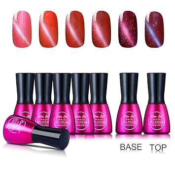 Magnetic Gel Nail Polish amazon com mood magnetic gel nail polish beau gel 6 colors magic cat eye uv led nail starter kit top base coat magnet stick c002 beauty