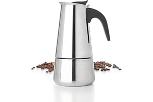 Mixpresso 6 Cup Greca Stovetop Espresso Pot 300ml/10oz, Moka Pot with Coffee Percolator Design, Stainless Steel Stove Top Coffee Maker for Camping or Home Use,Italian Stovetop Espresso Maker