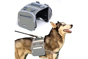 Ansukow Dog Backpack - Large Dog Backpack Harness for Outdoor Adventures, Hiking Dog Backpacks with Adjustable Straps - Durable Dog Packs for Hiking, Comfortable Backpack for Dogs to Wear,Grey
