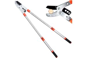LOOBMBNS 26-40" Extendable Anvil Loppers, Branch Cutter w/2 inch Cutting Capacity, Tree Trimmer w/Compound Action, Heavy Duty Telescopic Tree Pruner, Handle Adjustment, Chop Thick Branches Effortless