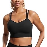 CRZ YOGA Softness Mold Butterluxe Strappy Longline Sports Bras for Women - Double Spaghetti Strap Workout Yoga Crop Top