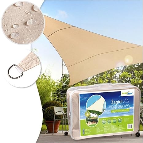 GreenBlue GB502 Sonnensegel Sonnenschirm Sonnenschutz Windschutz Sonne Dreieck Creme 5m x 5m x 5m
