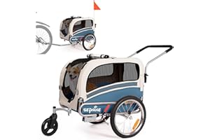 Sepnine 2 in 1 Pet Bicycle Trailer with a 6" Stroller Wheel Suitable for Small and Medium Dogs, Carrier Up to 66/88 LBS, Easy Folding Cart Frame, Quick Release Wheel, Universal Bicycle Coupler