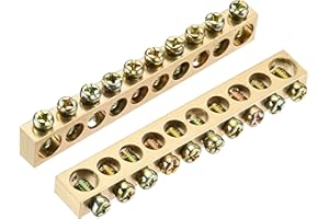 MECCANIXITY Terminal Ground Bar Screw Block Barrier Brass 10 Positions 83.3mmx7mmx11mm for Electrical Distribution 2 Pcs