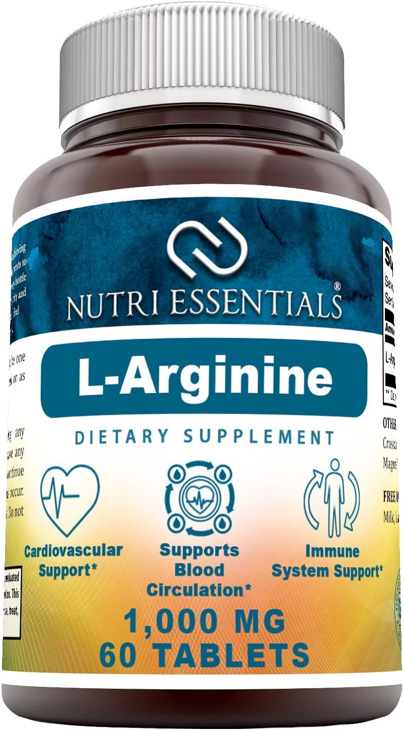 Nutri Essentials LArginine 1000 Mg 60 Tablets Dietary Supplement