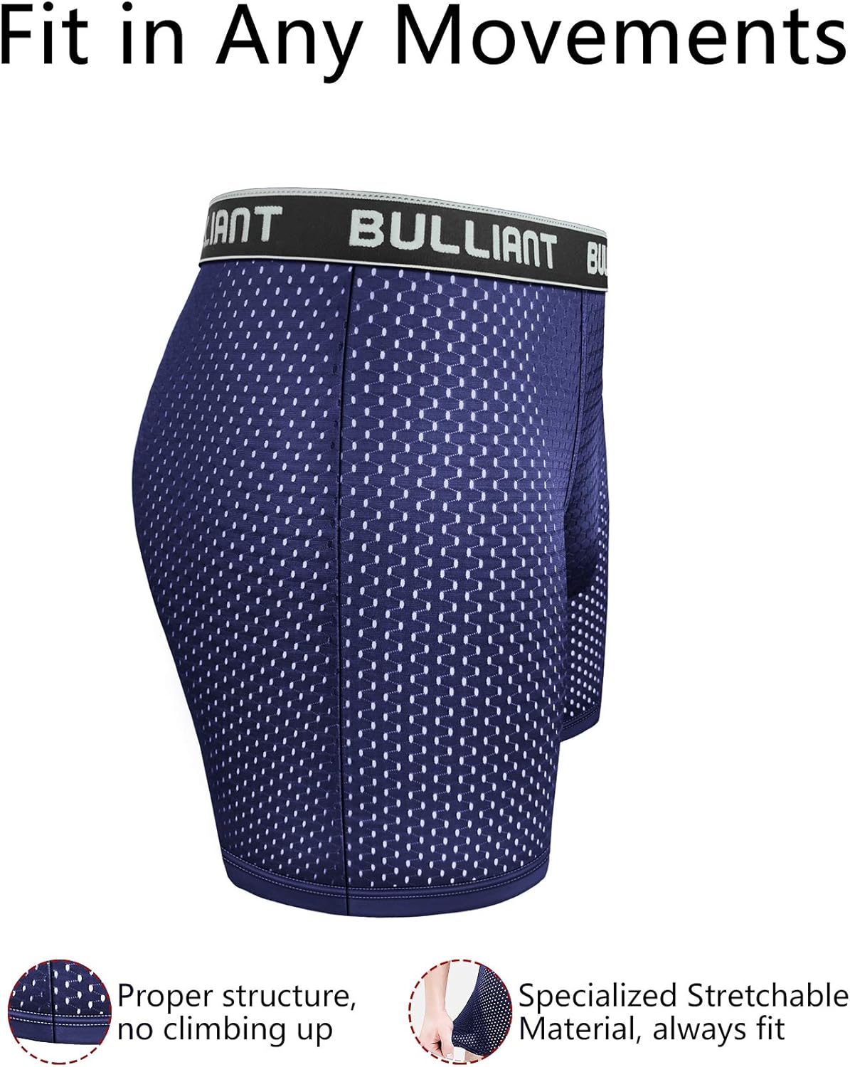 BULLIANT Mens Boxer Briefs 3Pack, Mesh Breathable Pouch Underwear Cool Comfort No Fly for Men at  Men’s Clothing store